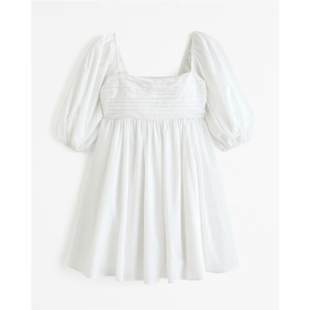 Abercrombie&Fitch Emerson white puff sleeve ruched mini dress smock back size XS